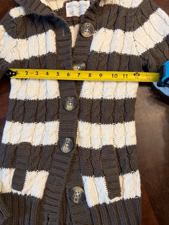 Aeropostale Y2K Striped Hooded Knit Cardigan S - Picture 9 of 9